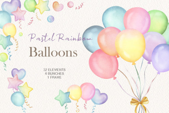 Download Watercolor Rainbow Balloons Clipart - Premium Resources