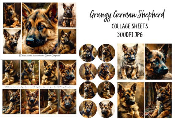Download Grungy German Shepherd Collage Sheets - Premium Bundle