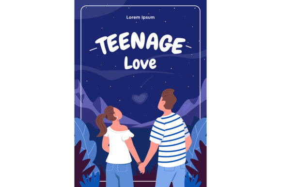 Download Teenage Love Poster Flat Vector Template - Love poster Collection