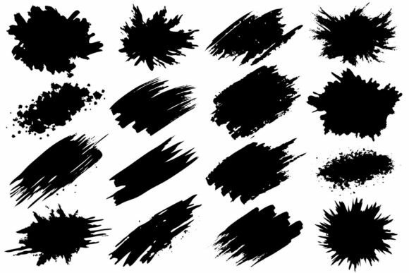 Download Black Grunge Brush Strokes and Splatters - Splat Collection