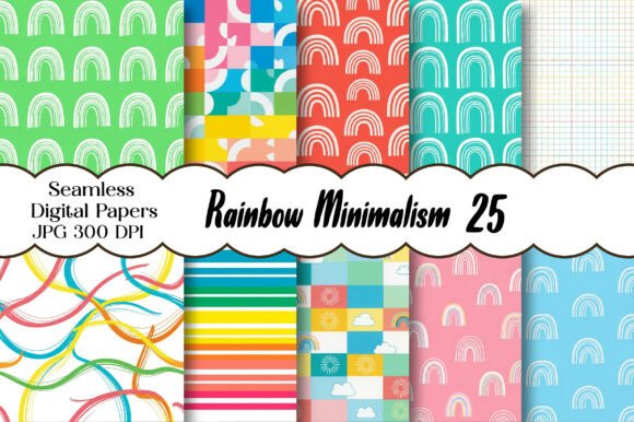 Download Rainbow Minimalism - Seamless Patterns - Rainbow Collection