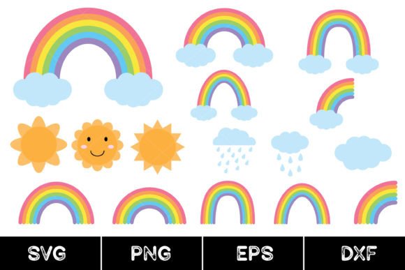 Download Rainbow with Clouds, Rain Cloud, Sun - Rainbow Collection